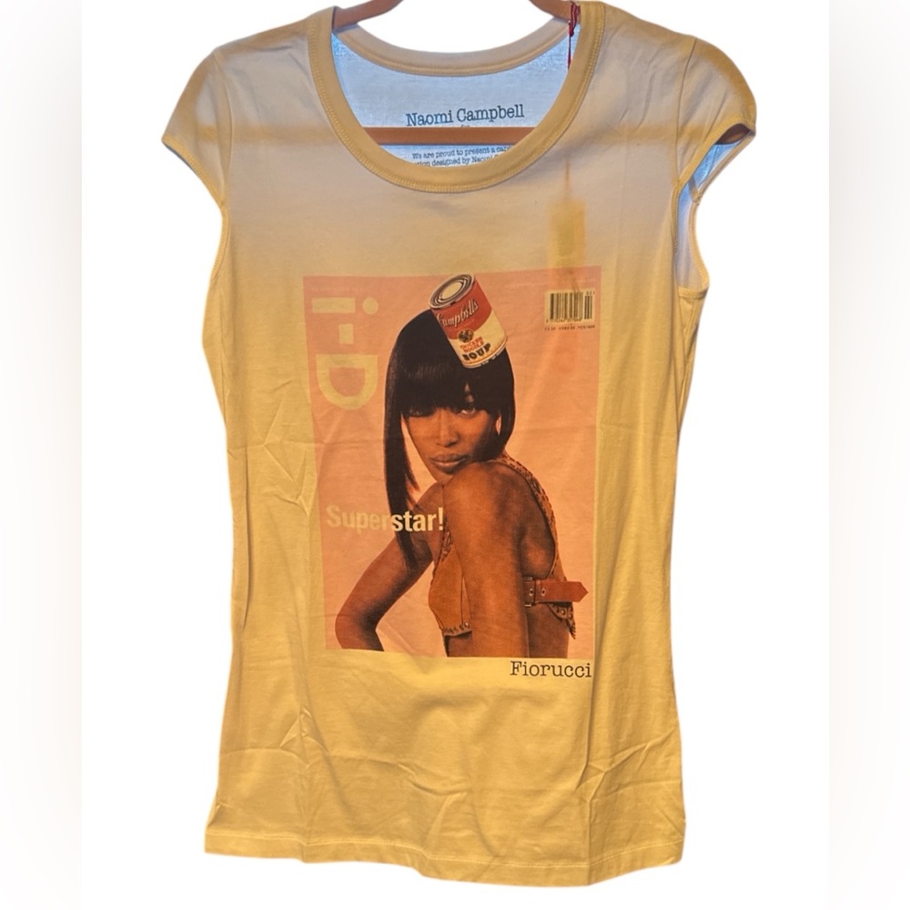 Fiorucci Cream Tee with Black Naomi Campbell Print
